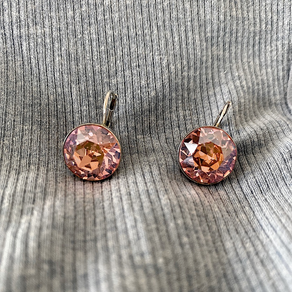 Swarovski 10mm Bella Earrings in Pink Crystal